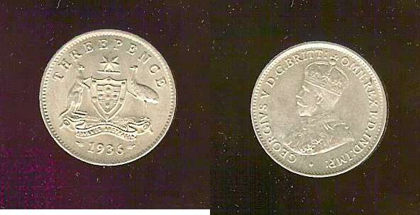 Australian 3 pence 1936 Ch. Unc.